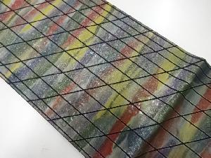 リサイクル　伝統箔匠螺鈿霞模様織出し袋帯